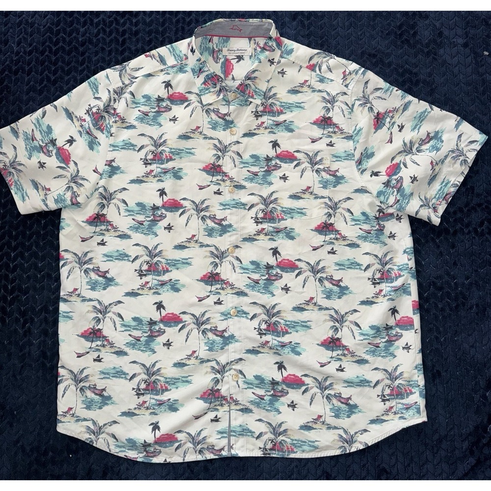 Tommy Bahama Mens Short Sleeve Camp Shirt Coconut Point Sunset‎ at Sea Sz 3XL